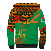 Burkina Faso Sherpa Hoodie with Green Tribal Pattern Design and National Flag Motif - Wonder Print Shop