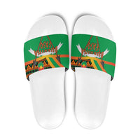 Burkina Faso Slide Sandals with Green Tribal Pattern Design and National Flag Motif - Wonder Print Shop
