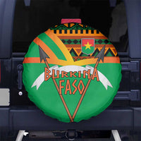 Burkina Faso Spare Tire Cover with Green Tribal Pattern Design and National Flag Motif - Wonder Print Shop