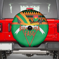 Burkina Faso Spare Tire Cover with Green Tribal Pattern Design and National Flag Motif - Wonder Print Shop