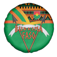 Burkina Faso Spare Tire Cover with Green Tribal Pattern Design and National Flag Motif - Wonder Print Shop