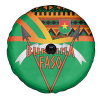 Burkina Faso Spare Tire Cover with Green Tribal Pattern Design and National Flag Motif - Wonder Print Shop
