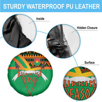 Burkina Faso Spare Tire Cover with Green Tribal Pattern Design and National Flag Motif - Wonder Print Shop