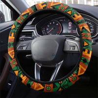 Burkina Faso Steering Wheel Cover with Green Tribal Pattern Design and National Flag Motif - Wonder Print Shop