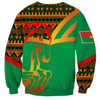 Burkina Faso Sweatshirt with Green Tribal Pattern Design and National Flag Motif - Wonder Print Shop