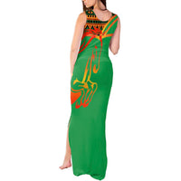 Burkina Faso Tank Maxi Dress with Green Tribal Pattern Design and National Flag Motif - Wonder Print Shop