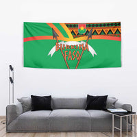 Burkina Faso Tapestry with Green Tribal Pattern Design and National Flag Motif - Wonder Print Shop