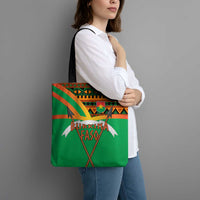 Burkina Faso Tote Bag with Green Tribal Pattern Design and National Flag Motif - Wonder Print Shop