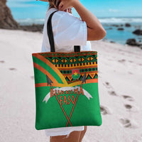 Burkina Faso Tote Bag with Green Tribal Pattern Design and National Flag Motif - Wonder Print Shop
