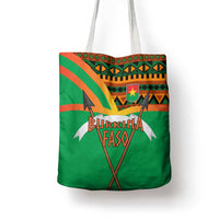 Burkina Faso Tote Bag with Green Tribal Pattern Design and National Flag Motif - Wonder Print Shop