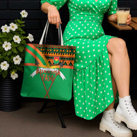 Burkina Faso Tote Bag with Green Tribal Pattern Design and National Flag Motif - Wonder Print Shop