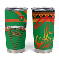 Burkina Faso Tumbler Cup with Green Tribal Pattern Design and National Flag Motif - Wonder Print Shop