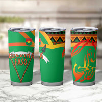 Burkina Faso Tumbler Cup with Green Tribal Pattern Design and National Flag Motif - Wonder Print Shop