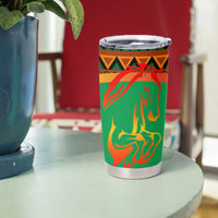 Burkina Faso Tumbler Cup with Green Tribal Pattern Design and National Flag Motif - Wonder Print Shop