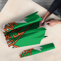 Burkina Faso Umbrella with Green Tribal Pattern Design and National Flag Motif - Wonder Print Shop