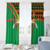 Burkina Faso Window Curtain with Green Tribal Pattern Design and National Flag Motif - Wonder Print Shop