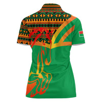 Burkina Faso Women Polo Shirt with Green Tribal Pattern Design and National Flag Motif - Wonder Print Shop