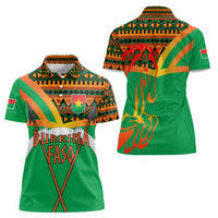 Burkina Faso Women Polo Shirt with Green Tribal Pattern Design and National Flag Motif - Wonder Print Shop