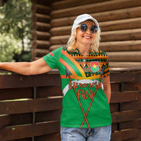 Burkina Faso Women Polo Shirt with Green Tribal Pattern Design and National Flag Motif - Wonder Print Shop