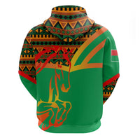 Burkina Faso Zip Hoodie with Green Tribal Pattern Design and National Flag Motif - Wonder Print Shop