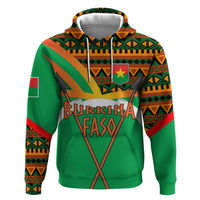 Burkina Faso Zip Hoodie with Green Tribal Pattern Design and National Flag Motif - Wonder Print Shop