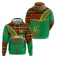 Burkina Faso Zip Hoodie with Green Tribal Pattern Design and National Flag Motif - Wonder Print Shop