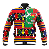 Burkina Faso Baseball Jacket with Red Green Blue Geometric - Wonder Print Shop