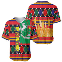 Burkina Faso Baseball Jersey with Red Green Blue Geometric - Wonder Print Shop