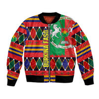 Burkina Faso Bomber Jacket with Red Green Blue Geometric - Wonder Print Shop