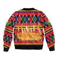 Burkina Faso Bomber Jacket with Red Green Blue Geometric - Wonder Print Shop
