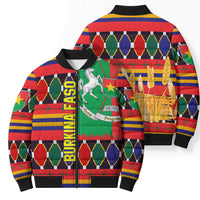 Burkina Faso Bomber Puffer Jacket with Red Green Blue Geometric - Wonder Print Shop