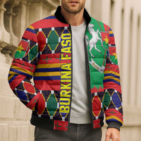 Burkina Faso Bomber Puffer Jacket with Red Green Blue Geometric - Wonder Print Shop