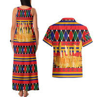 Burkina Faso Couples Matching Tank Maxi Dress and Hawaiian Shirt with Red Green Blue Geometric - Wonder Print Shop