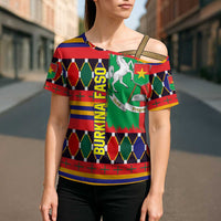 Burkina Faso Cross Shoulder Shirt with Red Green Blue Geometric - Wonder Print Shop
