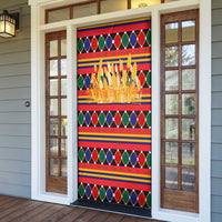 Burkina Faso Door Cover with Red Green Blue Geometric - Wonder Print Shop