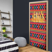 Burkina Faso Door Cover with Red Green Blue Geometric - Wonder Print Shop