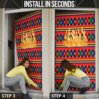 Burkina Faso Door Cover with Red Green Blue Geometric - Wonder Print Shop