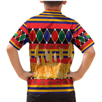 Burkina Faso Family Matching Mermaid Dress and Hawaiian Shirt with Red Green Blue Geometric - Wonder Print Shop