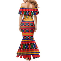 Burkina Faso Family Matching Mermaid Dress and Hawaiian Shirt with Red Green Blue Geometric - Wonder Print Shop