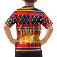 Burkina Faso Family Matching Off Shoulder Maxi Dress and Hawaiian Shirt with Red Green Blue Geometric - Wonder Print Shop