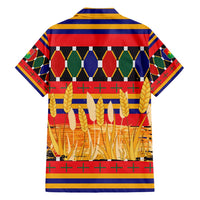 Burkina Faso Family Matching Off Shoulder Maxi Dress and Hawaiian Shirt with Red Green Blue Geometric - Wonder Print Shop