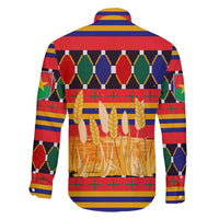 Burkina Faso Family Matching Off Shoulder Maxi Dress and Hawaiian Shirt with Red Green Blue Geometric - Wonder Print Shop