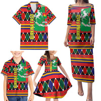 Burkina Faso Family Matching Puletasi and Hawaiian Shirt with Red Green Blue Geometric - Wonder Print Shop