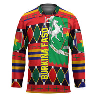 Burkina Faso Hockey Jersey with Red Green Blue Geometric - Wonder Print Shop