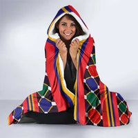 Burkina Faso Hooded Blanket with Red Green Blue Geometric - Wonder Print Shop