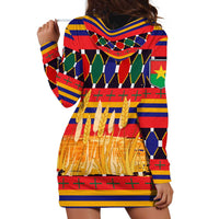 Burkina Faso Hoodie Dress with Red Green Blue Geometric - Wonder Print Shop