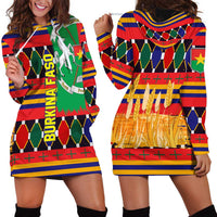 Burkina Faso Hoodie Dress with Red Green Blue Geometric - Wonder Print Shop