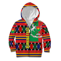 Burkina Faso Kid Hoodie with Red Green Blue Geometric - Wonder Print Shop