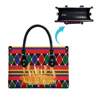 Burkina Faso Leather Bag with Red Green Blue Geometric - Wonder Print Shop