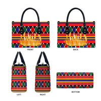 Burkina Faso Leather Bag with Red Green Blue Geometric - Wonder Print Shop